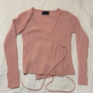 ASOS Pink Wrap Tie Dusty Pink Sweater